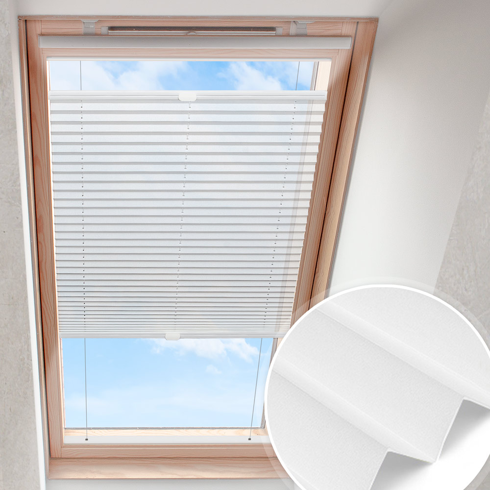 Dachfensterplissee Schneeweiß | blickdicht