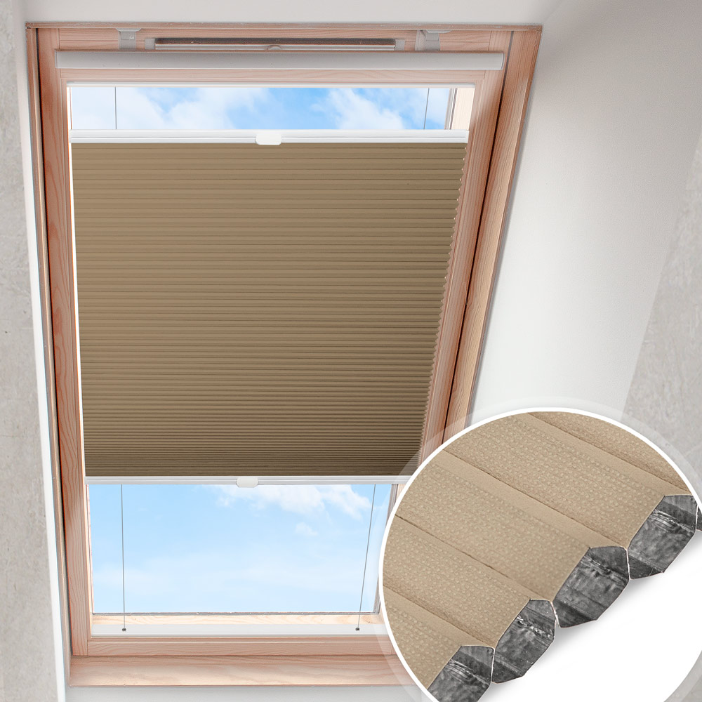 Dachfensterplissee Nussbraun | verdunkelnd Wabe