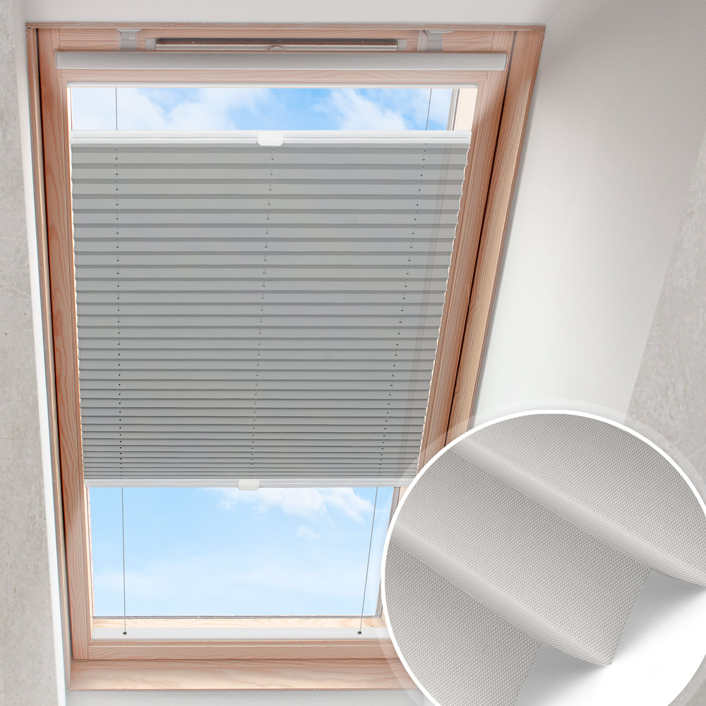 Dachfensterplissee Aschegrau | blickdicht